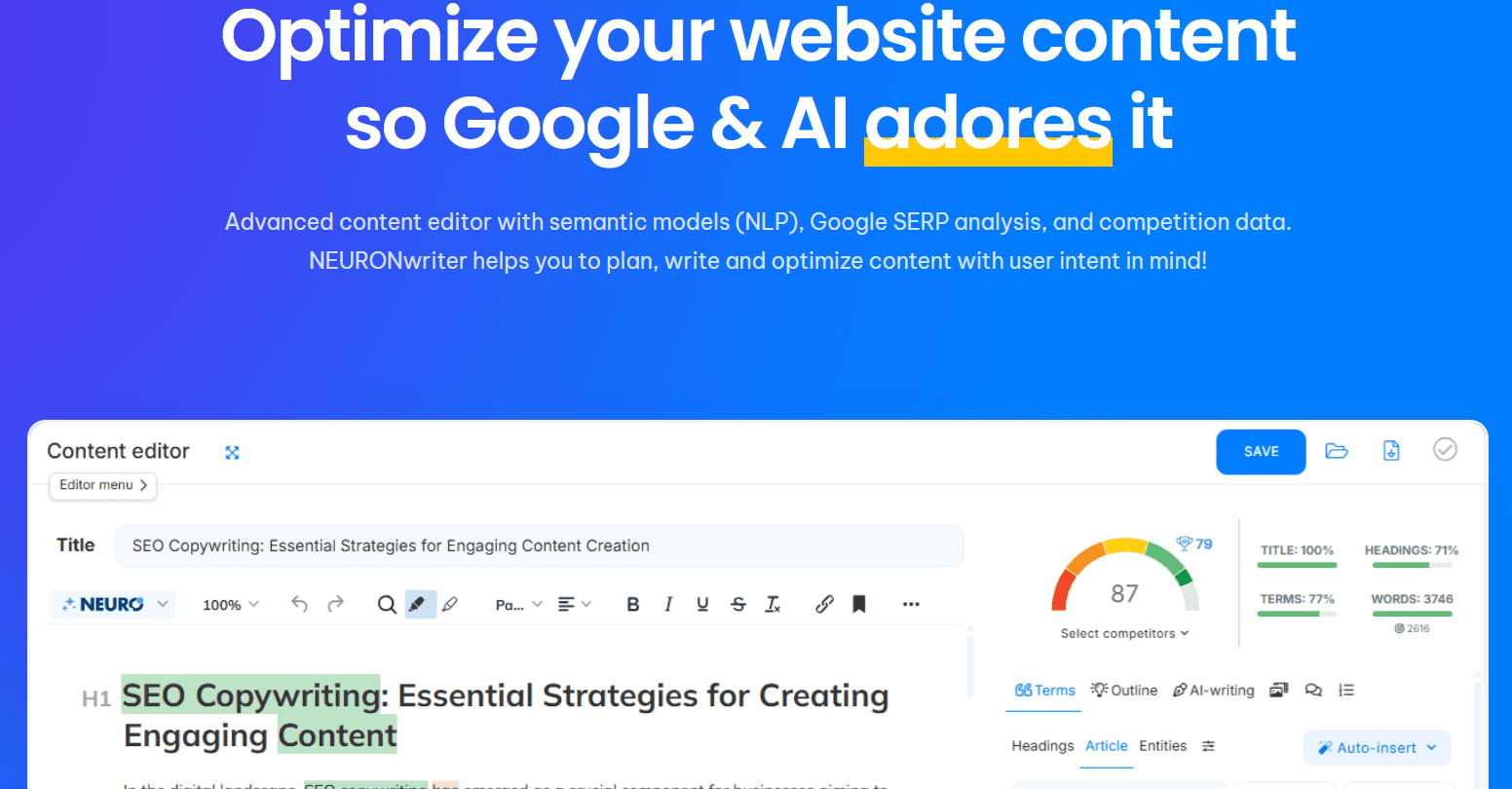 NeuronWriter — aperçu