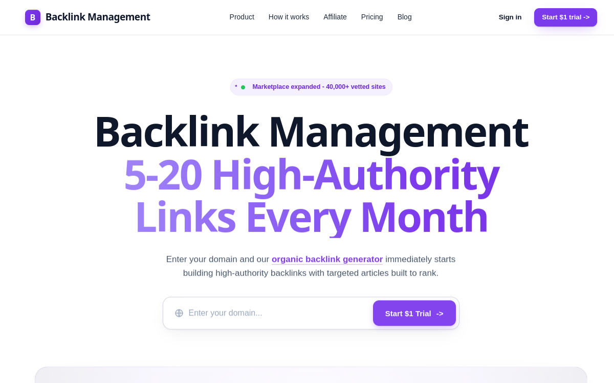 Capture d'écran de BacklinkManagement.io
