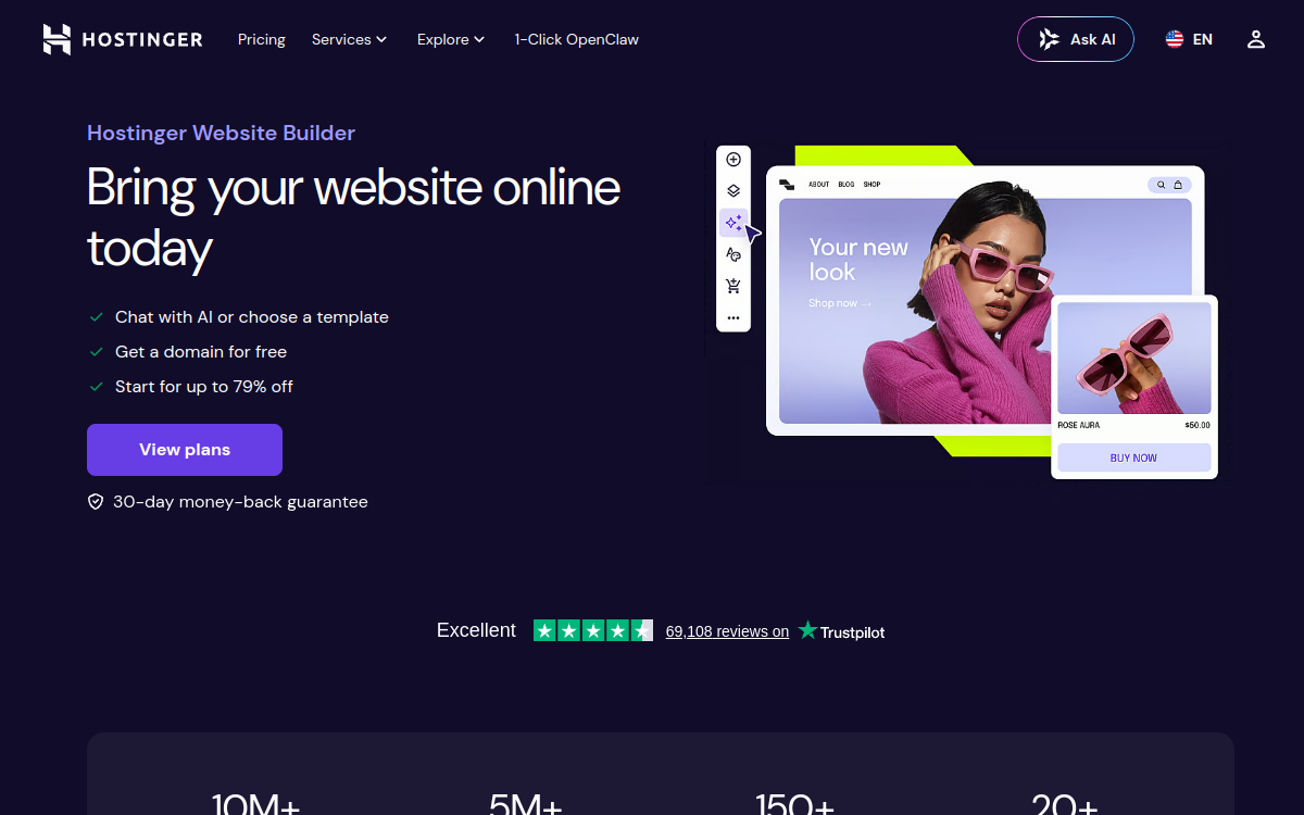 Capture d'écran de Hostinger AI Hub