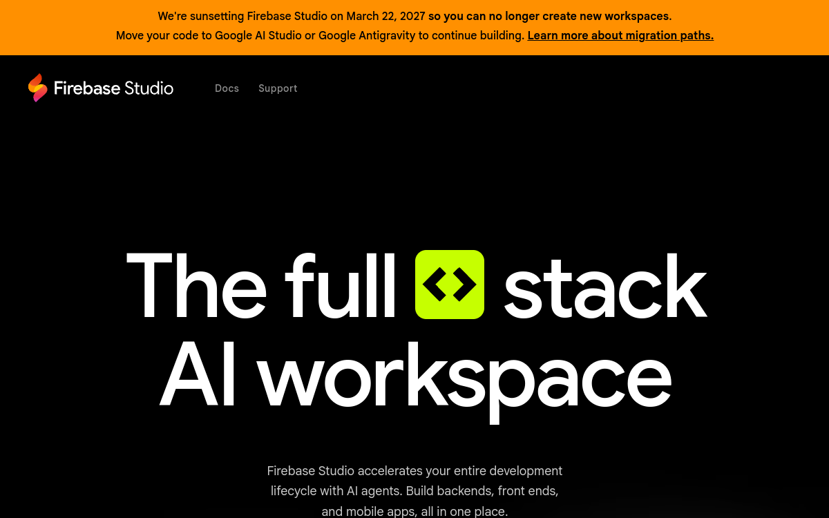 Capture d'écran de Firebase Studio