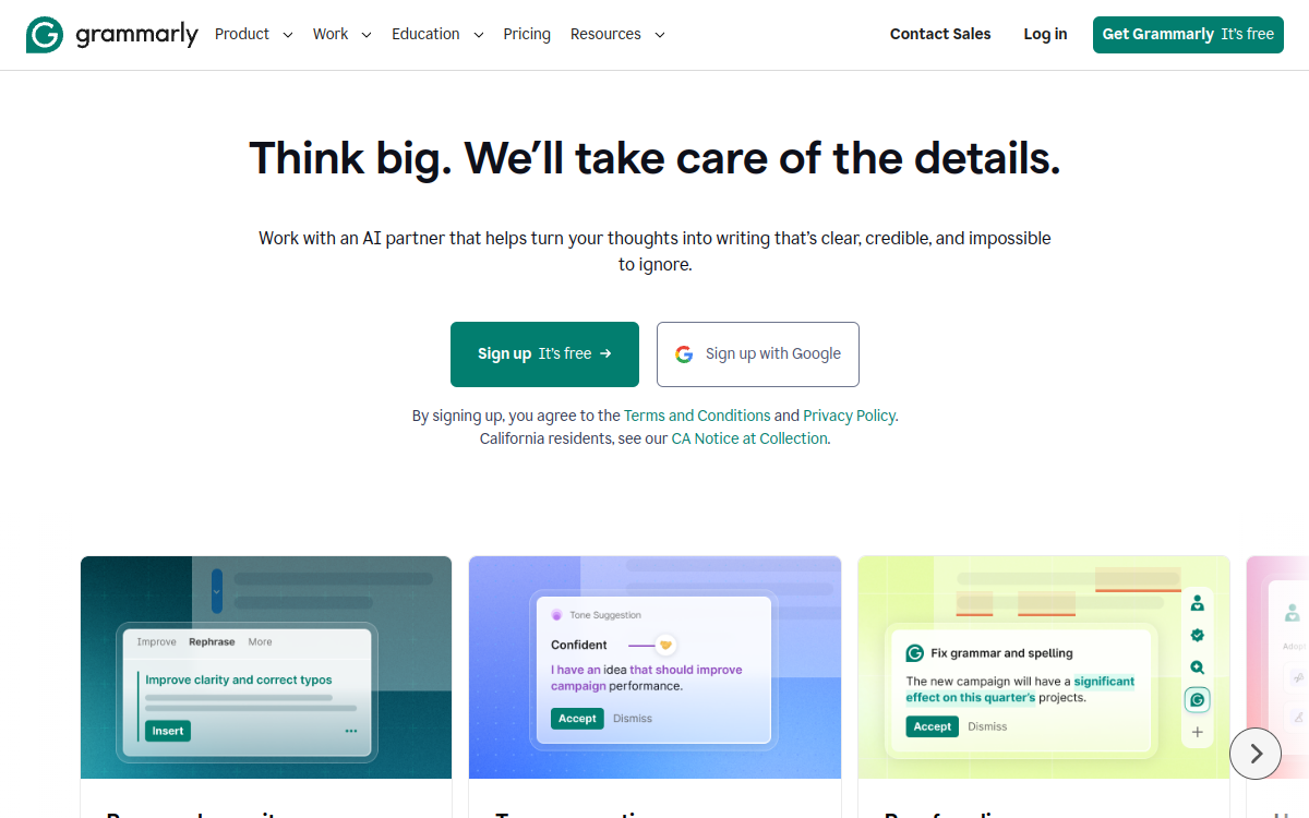 Capture d'écran de Grammarly