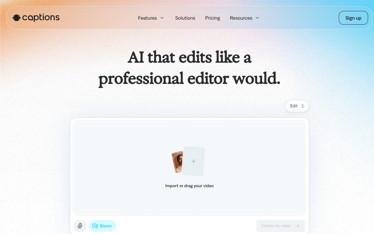 Capture d'écran de Captions.ai
