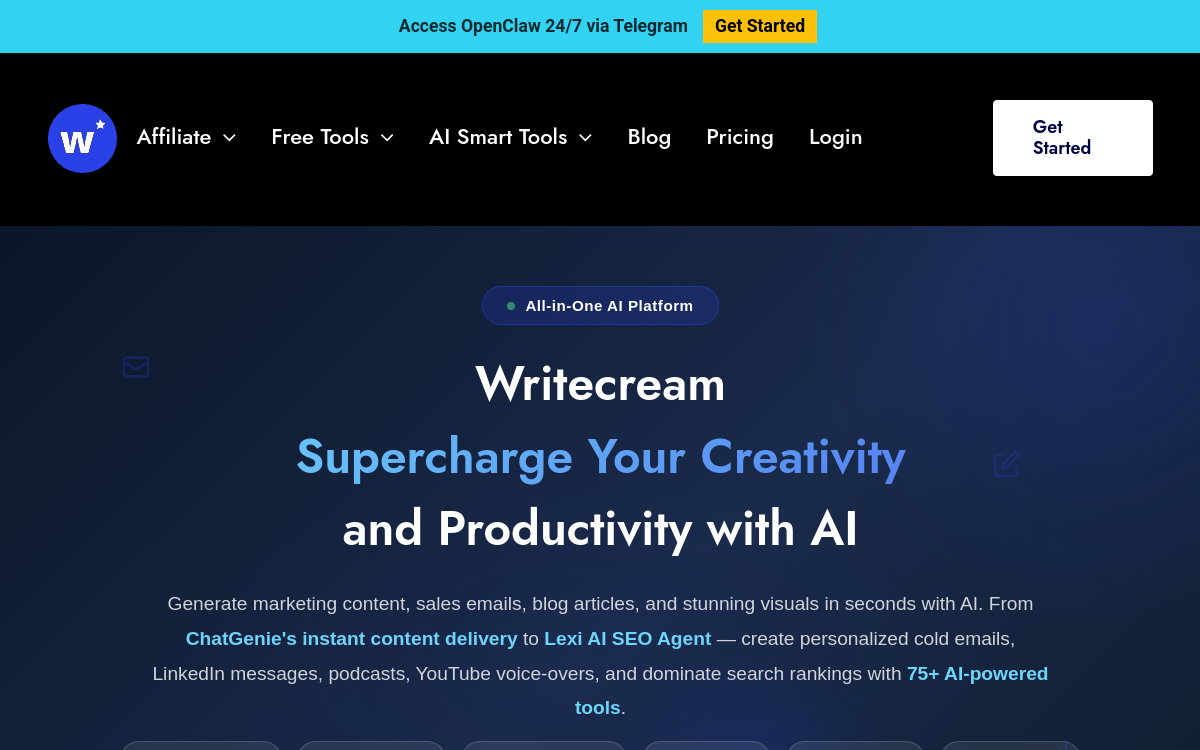 Capture d'écran de Writecream