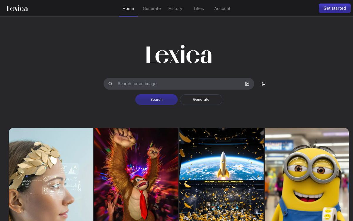 Capture d'écran de Lexica.art