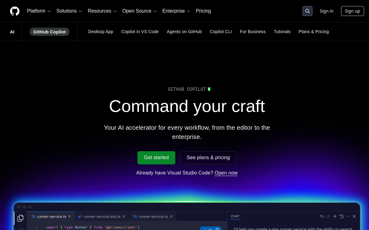 Capture d'écran de GitHub Copilot (Copilot X)