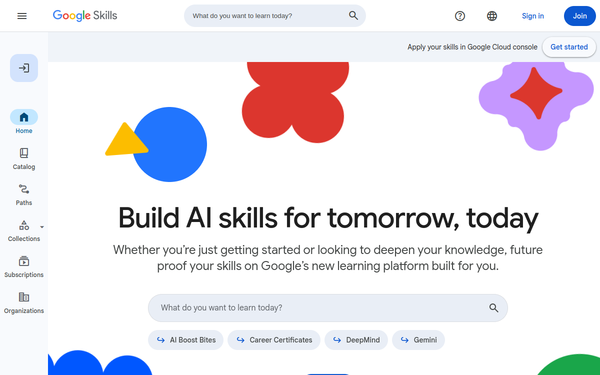 Capture d'écran de Google Skills
