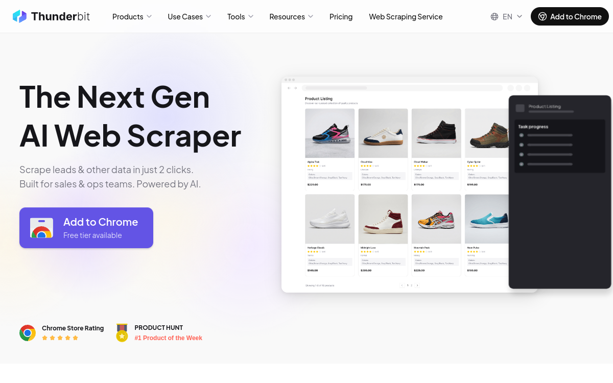 Capture d'écran de Thunderbit