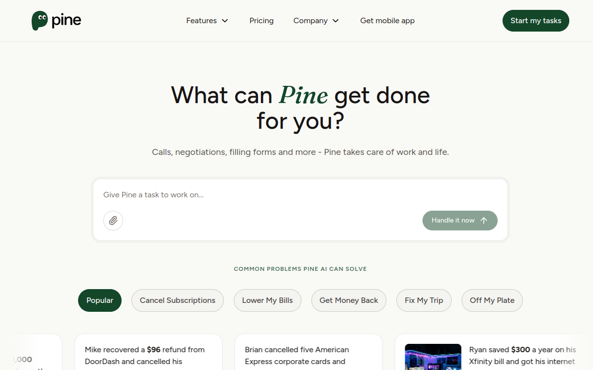 Capture d'écran de Pine AI