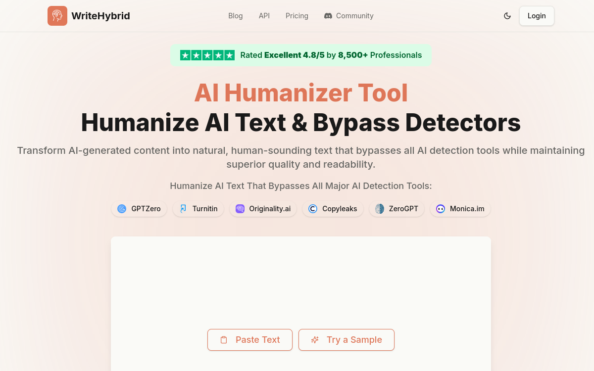 Capture d'écran de WriteHybrid AI