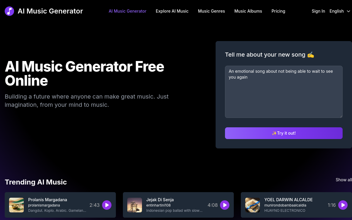 Capture d'écran de AI Music Generator