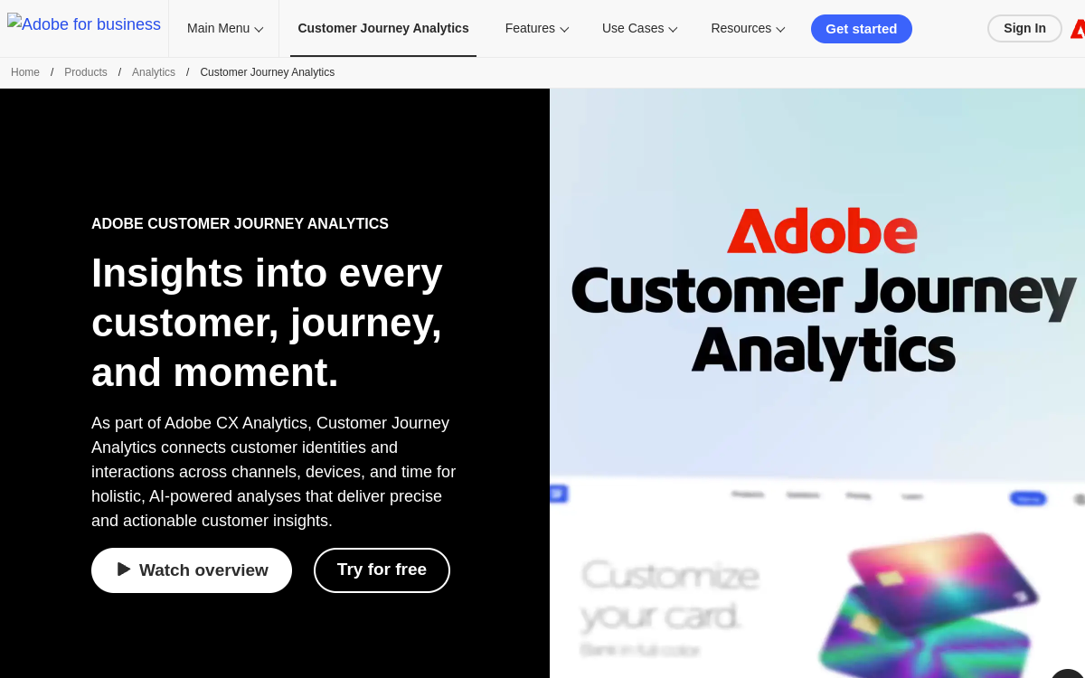 Capture d'écran de Adobe Customer Journey Analytics
