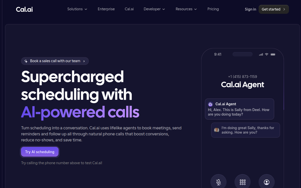 Capture d'écran de Cal.com AI