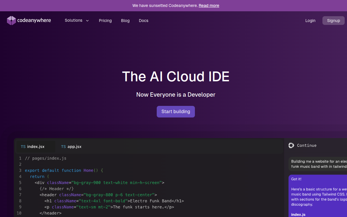Capture d'écran de Codeanywhere