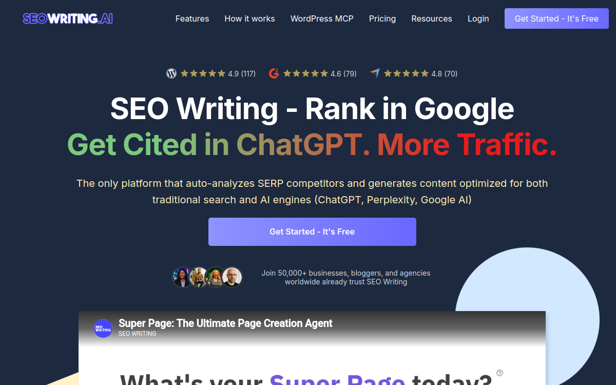 Capture d'écran de SEOWriting AI