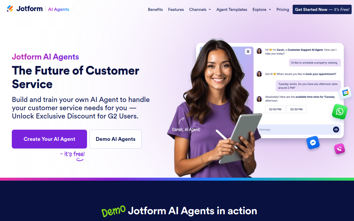 Capture d'écran de Jotform AI Agents