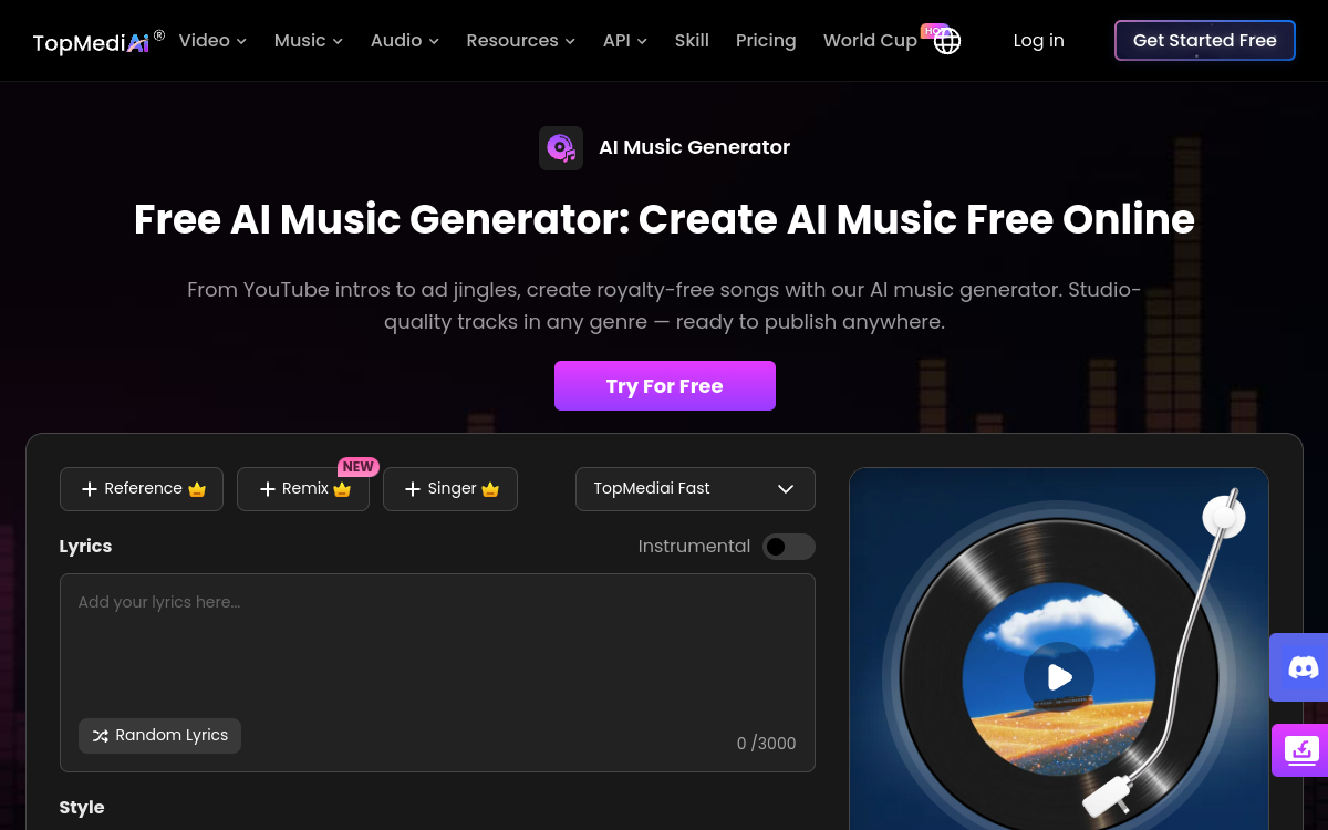 Capture d'écran de TopMediai AI Music Generator