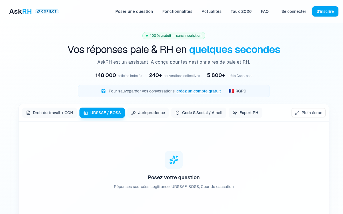 Capture d'écran de AskRH Copilot