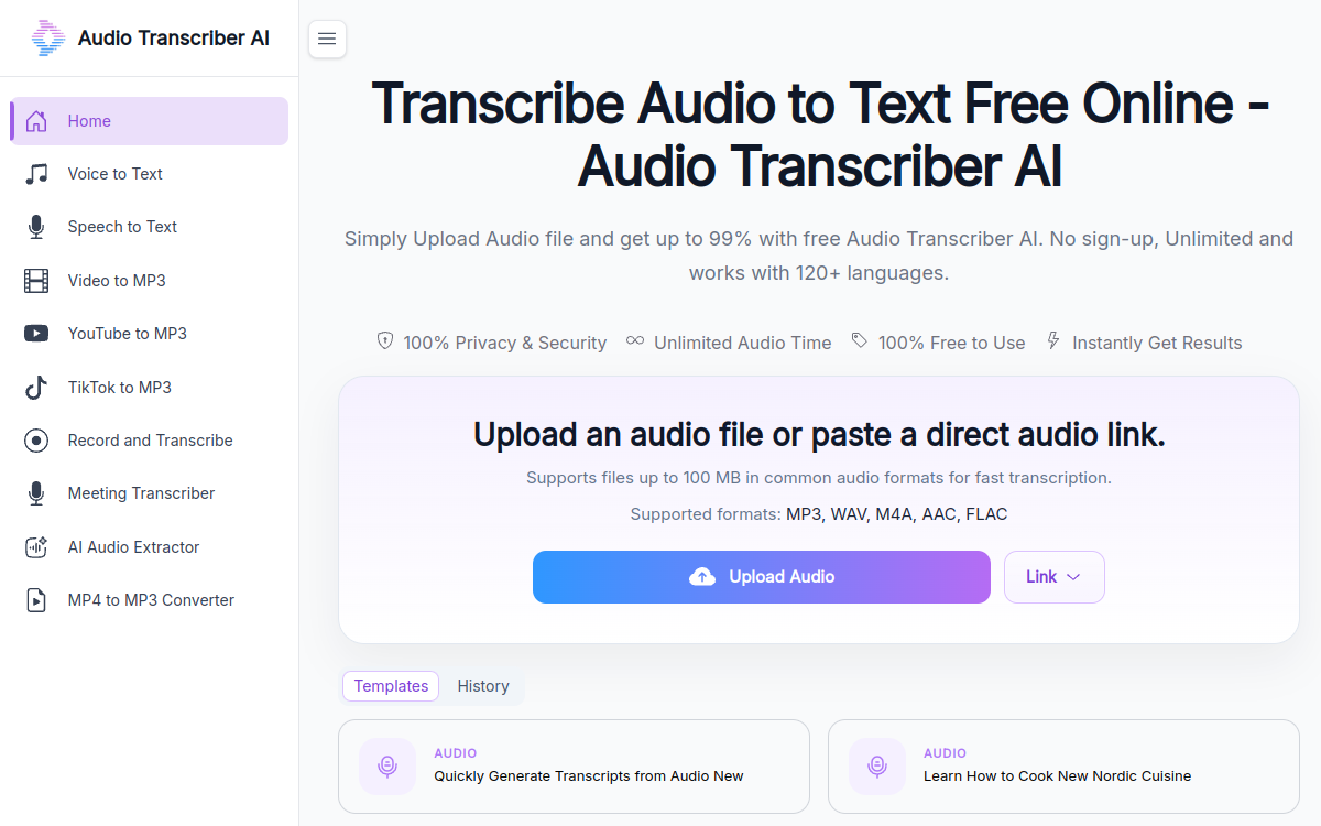 Capture d'écran de Audio Transcriber AI