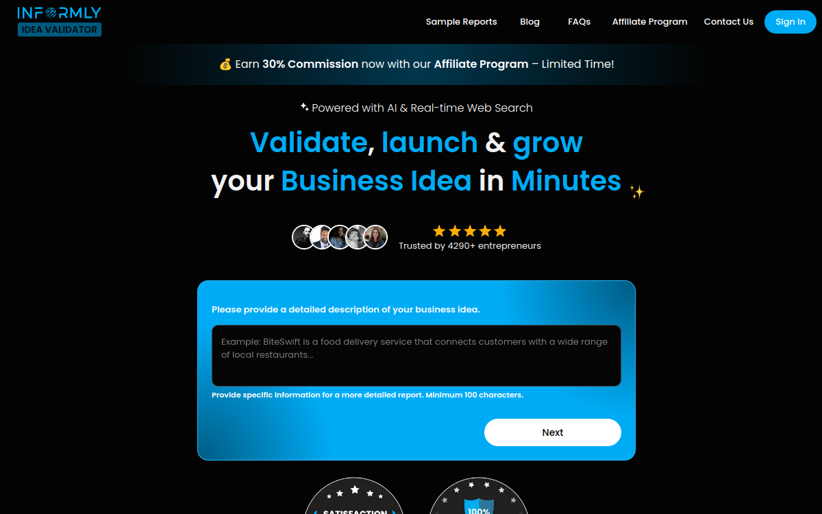 Capture d'écran de Informly Idea Validator