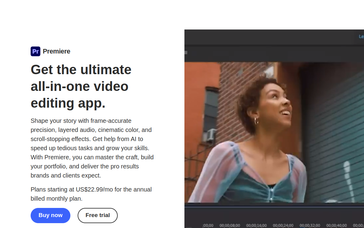 Capture d'écran de Adobe Premiere Pro