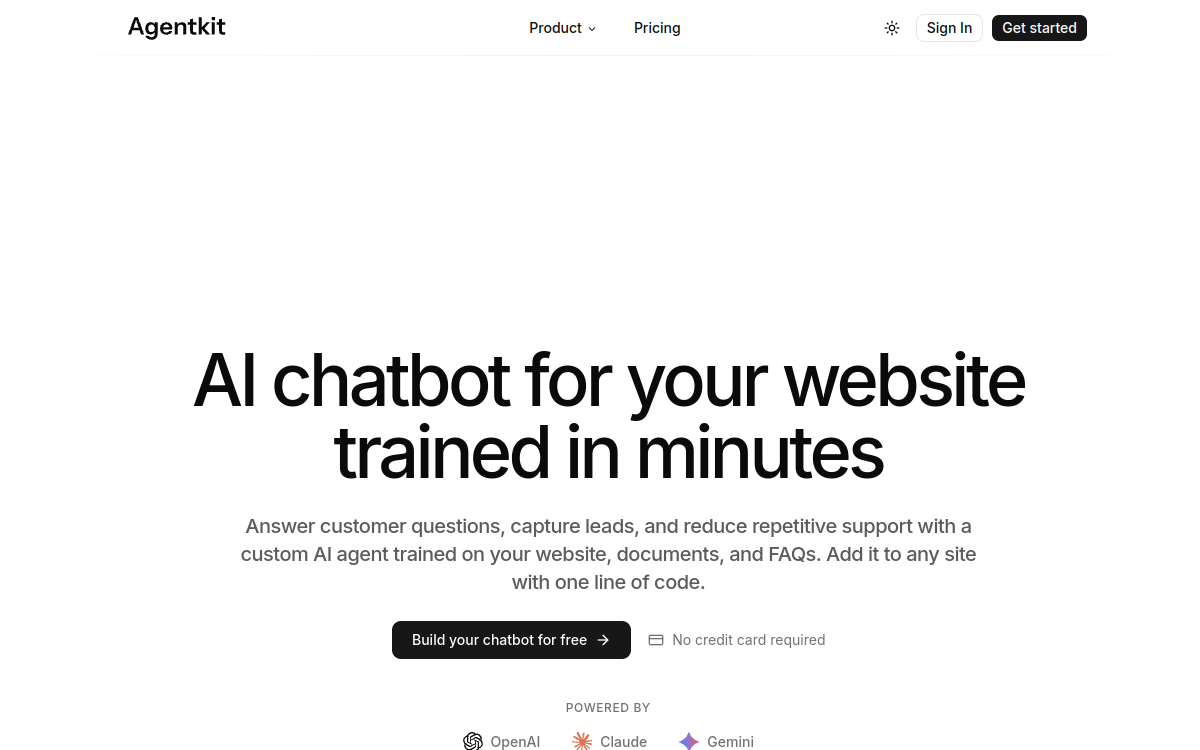 Capture d'écran de AgentKit (agentkit.ai)