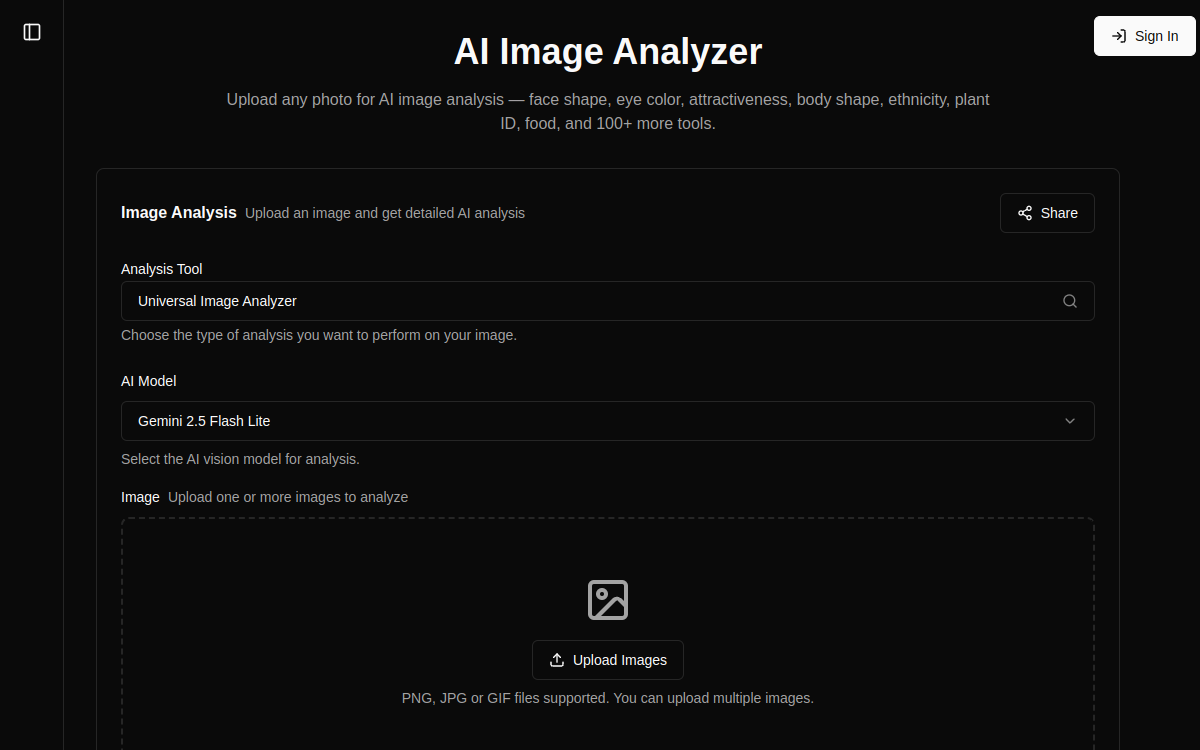 Capture d'écran de AI Image Analysis