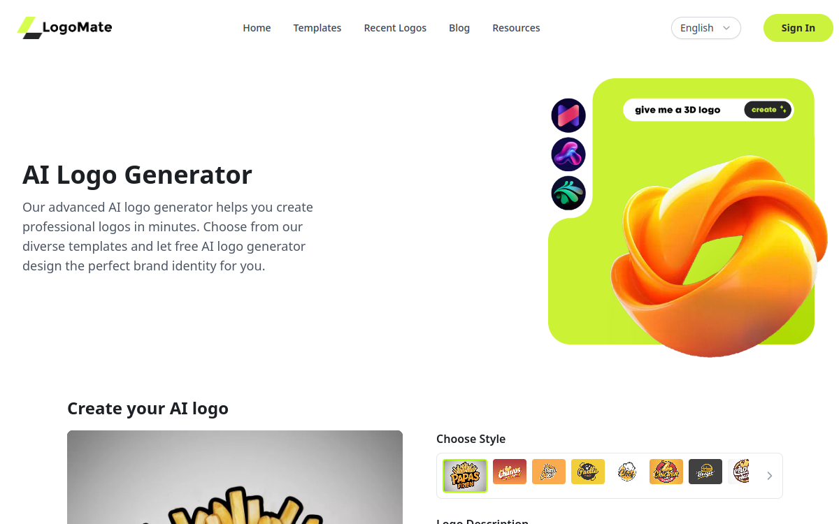 Capture d'écran de AI Logo Generator