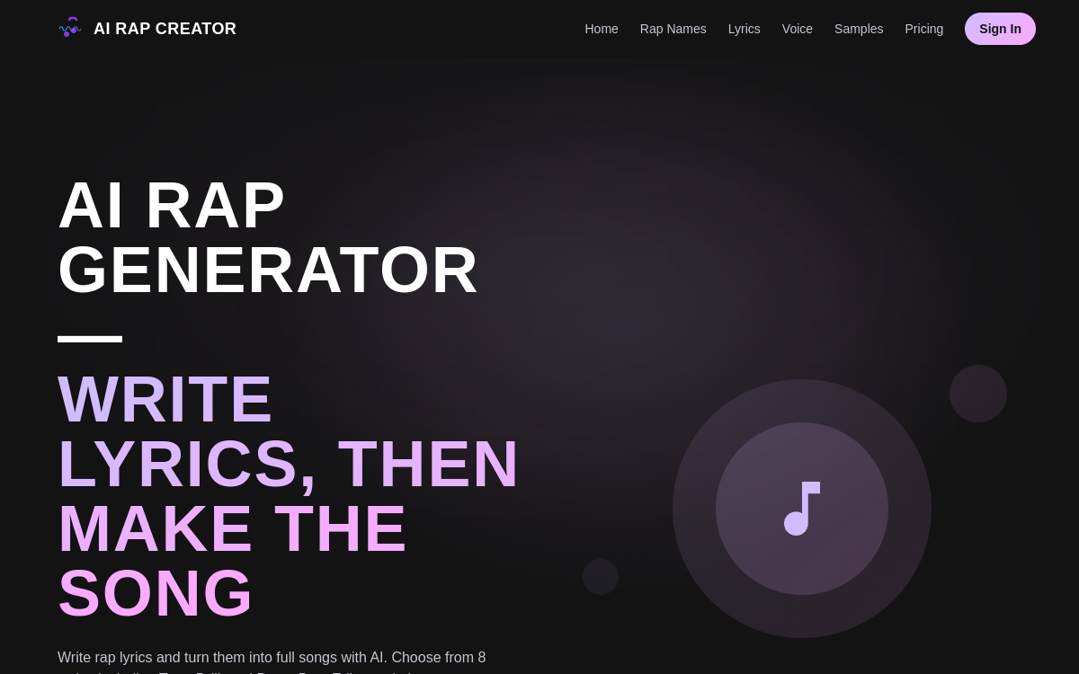 Capture d'écran de AI Rap Creator