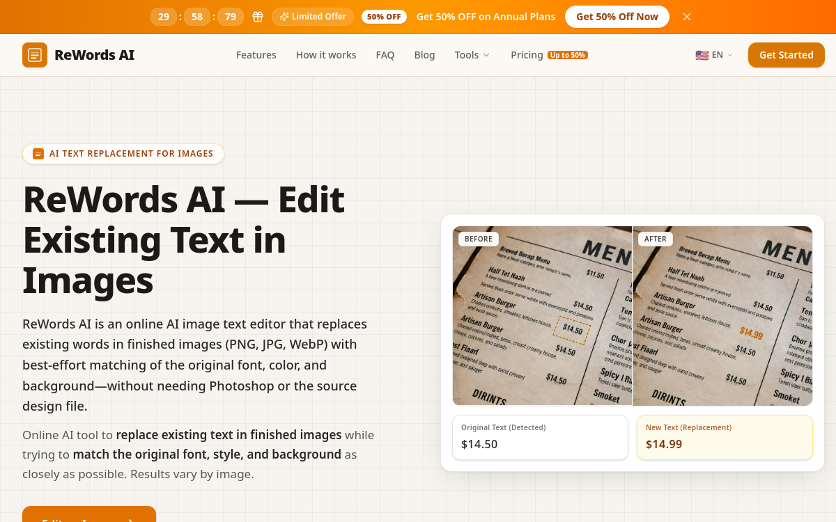 Capture d'écran de ReWords AI